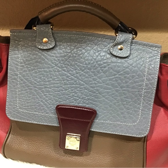 Authentic MCM Top Handle Multi Color Leather Satchel - Picture 5 of 16